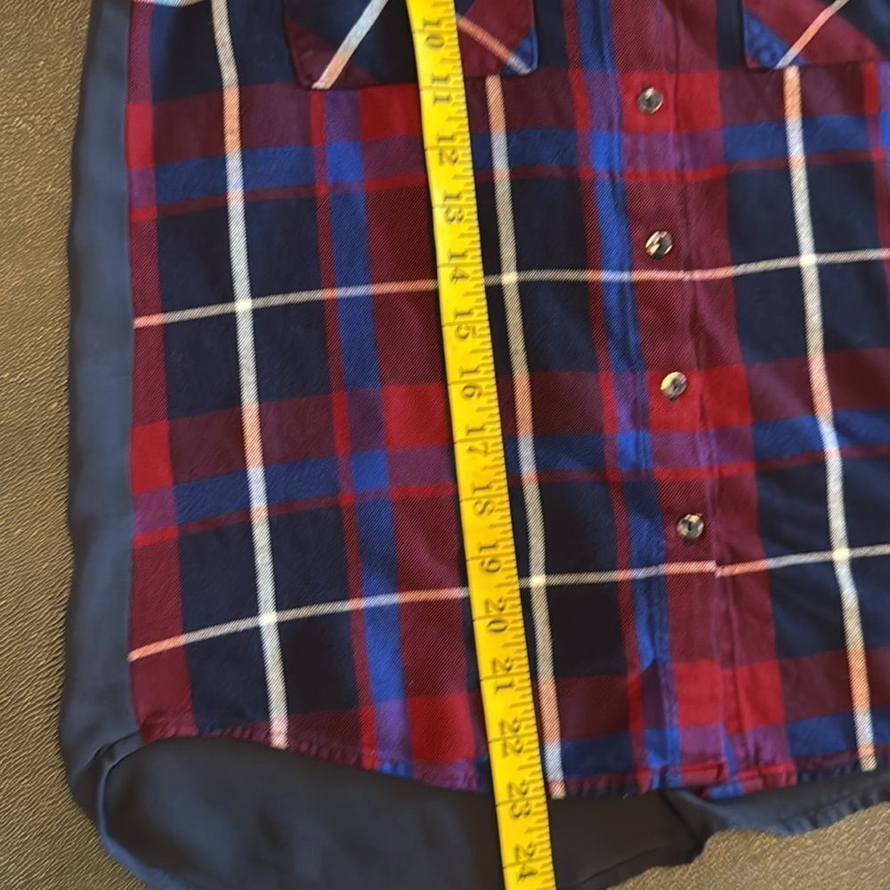 L'AGENCE Red and Blue Plaid Button Down Shirt - Picture 6 of 9